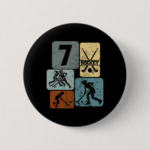 Badge Rond 5 Cm 7e anniversaire filles hockey sur gazon 7 ans de h