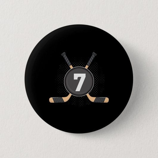 Badge Rond 5 Cm 7e anniversaire Hockey sur glace 7 ans Anniversair (Devant)