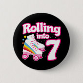 Badge Rond 5 Cm 7e anniversaire Roller Skate 7 ans (Devant)