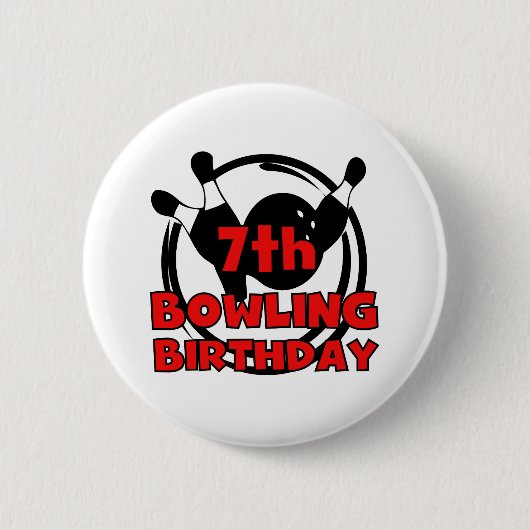 Badge Rond 5 Cm 7ème Anniversaire de bowling (Devant)