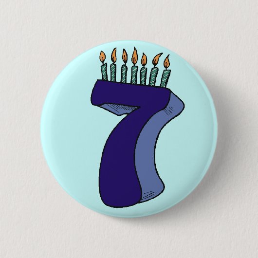 Badge Rond 5 Cm 7ème Bouton de fête d'anniversaire (Devant)
