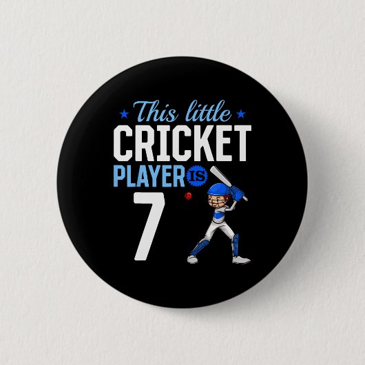 Badge Rond 5 Cm 7th Birthday Cricket Player (Devant)