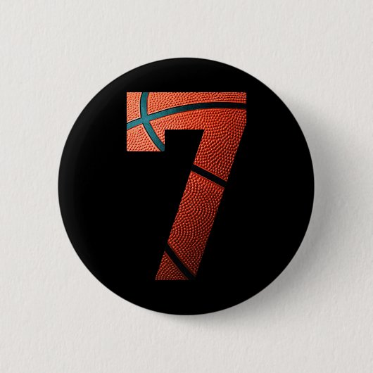 Badge Rond 5 Cm 7th Birthday Party Basketball Imprimer Numéro 7 Te (Devant)