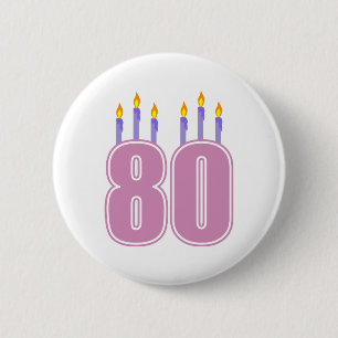 Badge Rond 5 Cm 80 bougies d'anniversaire (rose/pourpre)