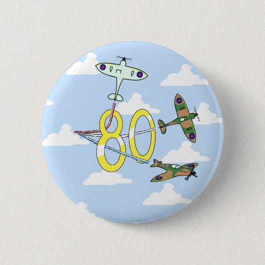 Badge Rond 5 Cm 80e anniversaire de Spitfires (Ciel bleu) (Devant)