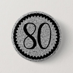 Badge Rond 5 Cm 80e fête d'anniversaire Parties scintillant d'arge
