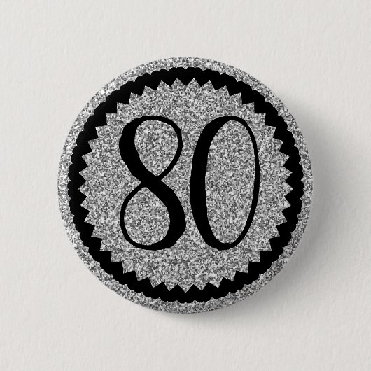 Badge Rond 5 Cm 80e fête d'anniversaire Parties scintillant d'arge (Devant)