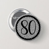 Badge Rond 5 Cm 80e fête d'anniversaire Parties scintillant d'arge (Devant & derrière)