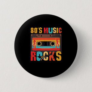 Badge Rond 5 Cm 80s Music Rocks - Vintage Retro Distressed