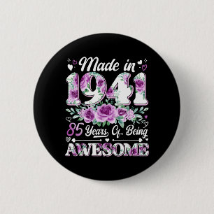 Badge Rond 5 Cm 85 ans fabriqués en 1941 Floral 85e anniversaire