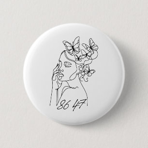Badge Rond 5 Cm 8647 Anti Trump Floral Resist 86 47 Empêchez Trump