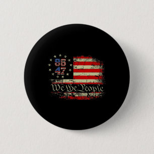 Badge Rond 5 Cm 8647 Trump 86 47 Drapeau américain Nous le Peuple