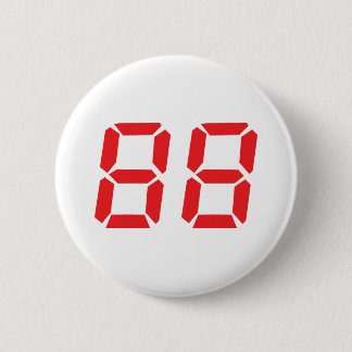 Badge Rond 5 Cm 88 quatre-vingt-huit réveil rouge numéro numérique