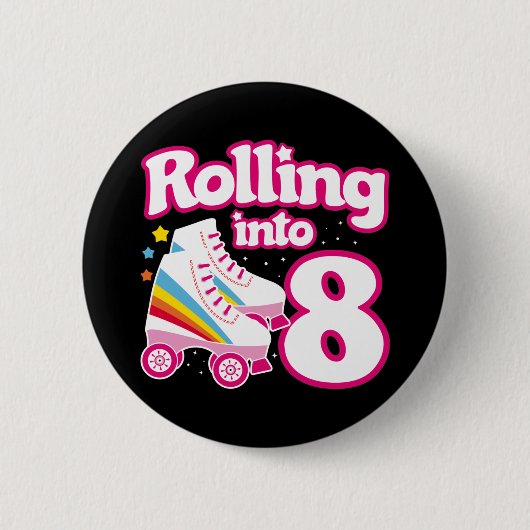 Badge Rond 5 Cm 8 Anniversaire Roller Skate 8 Anniversaire (Devant)