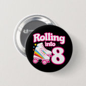 Badge Rond 5 Cm 8 Anniversaire Roller Skate 8 Anniversaire (Devant & derrière)