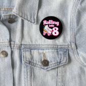 Badge Rond 5 Cm 8 Anniversaire Roller Skate 8 Anniversaire (En situation)