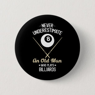 Badge Rond 5 Cm 8 Ball Pool Drôle Billard Joueur Lover Papa Cadeau
