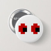 Badge Rond 5 Cm 8 bits Éffrayants yeux rouges (Devant & derrière)