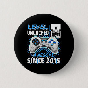 Badge Rond 5 Cm 8 Déverrouillé Awesome 2015 jeu vidéo 8e anniversa