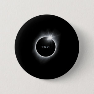 Badge Rond 5 Cm 8 Éclipse solaire totale 2024