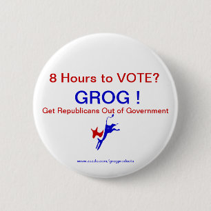 Badge Rond 5 Cm 8 heures au vote ? Pin/Button-2.25 "