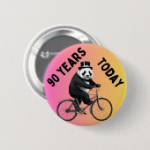 Badge Rond 5 Cm 90 ans aujourd'hui Panda à vélo (Devant & derrière)