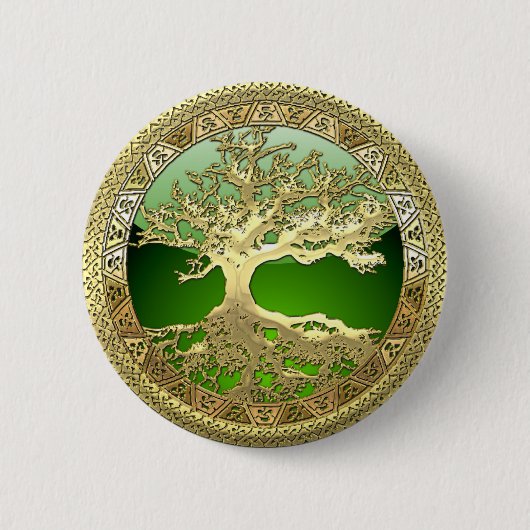 Badge Rond 5 Cm [91] Golden Celtic Tree of Life [3D] (Devant)