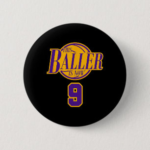 Badge Rond 5 Cm 9 Ans Basketball Baller Purple Et