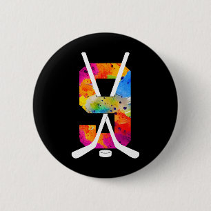 Badge Rond 5 Cm 9 ans de hockey sur glace 9e anniversaire (1)