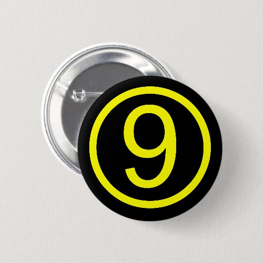 Badge Rond 5 Cm 9 - numéro neuf (Devant & derrière)