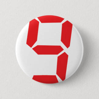 Badge Rond 5 Cm 9 numéro numérique du réveil rouge