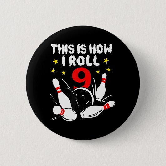 Badge Rond 5 Cm 9 Year Old Bowling This (Devant)