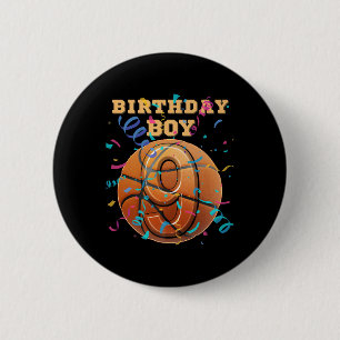Badge Rond 5 Cm 9e anniversaire Boy Nine 9 ans Basketball Playe
