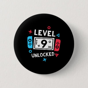 Badge Rond 5 Cm 9e anniversaire Chemise garçon niveau 9 jeu vidéo