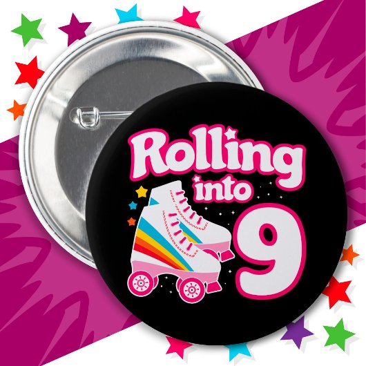 Badge Rond 5 Cm 9e anniversaire Roller Skate 9 ans