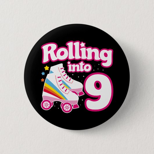 Badge Rond 5 Cm 9e anniversaire Roller Skate 9 ans (Devant)