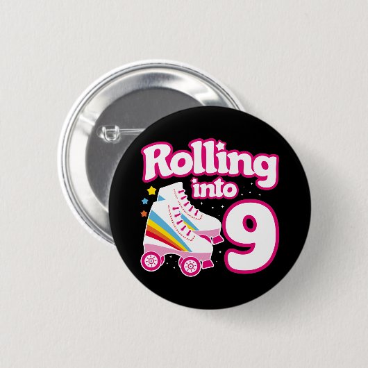 Badge Rond 5 Cm 9e anniversaire Roller Skate 9 ans (Devant & derrière)
