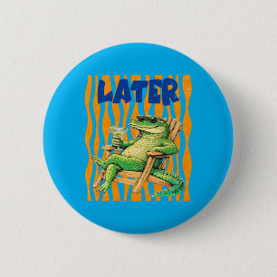 Badge Rond 5 Cm À bientôt Gator Drôle Crocodile Alligator Rétro