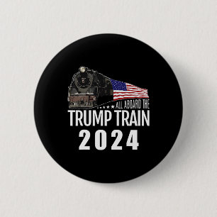 Badge Rond 5 Cm À bord du Trump Train 2024 American Flag 2