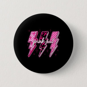 Badge Rond 5 Cm à damiers Boulon Éclair Éteindre Le Cancer Du Sein
