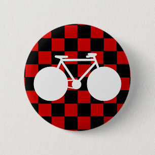 Badge Rond 5 Cm à damiers de vélo blanc