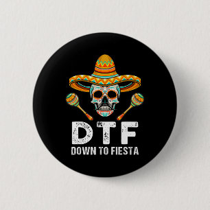 Badge Rond 5 Cm A La Fête De Fiesta Drôle Mexicain Crâne Drôle Cin