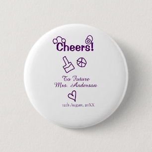 Badge Rond 5 Cm À la future Mme nom de la mariée doodle violet