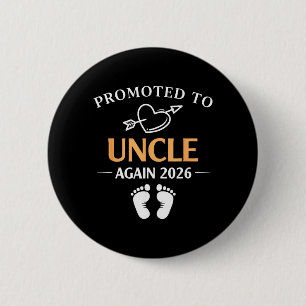Badge Rond 5 Cm À nouveau promu oncle en 2026 Cœur Flèche