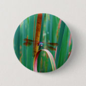 Badge Rond 5 Cm A teal Eyed Dragonfly with cattails (Devant)