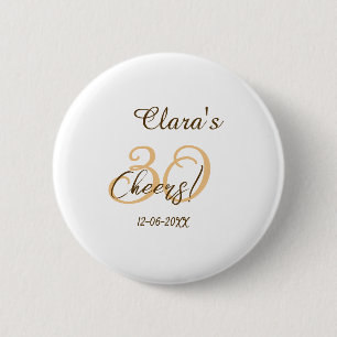 Badge Rond 5 Cm À trente ans joyeux anniversaire brun orange charb