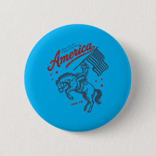 Badge Rond 5 Cm Aamerica Terre du pays des braves Rodéo