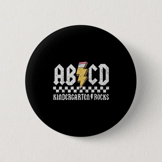 Badge Rond 5 Cm Abcd Kindergarten Rocks Pencil Lightning Enseignan (Devant)