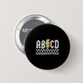 Badge Rond 5 Cm Abcd Kindergarten Rocks Pencil Lightning Enseignan (Devant & derrière)