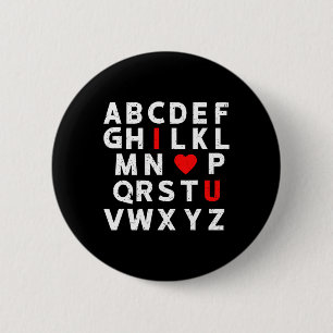 Badge Rond 5 Cm Abc's Je t'aime Mignon Alphabet Professeur Va